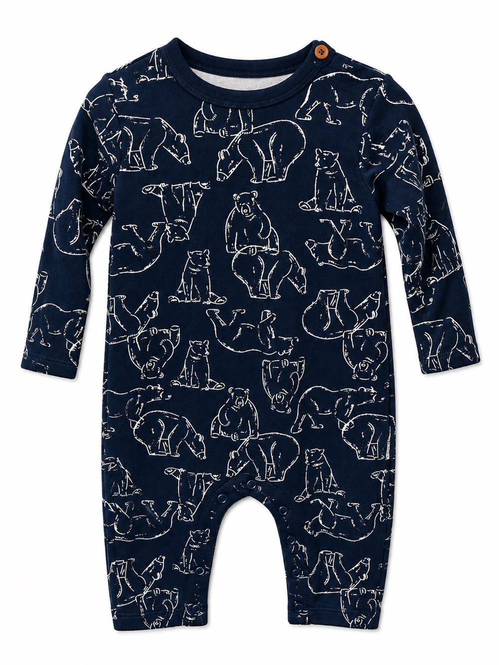 Joe Fresh Navy Bear Sketch Long-Sleeve Romper